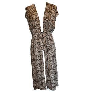 KONA SOL Snake Tie-Front Midi Sleeveless Cover-up Small Medium Sheer Resort